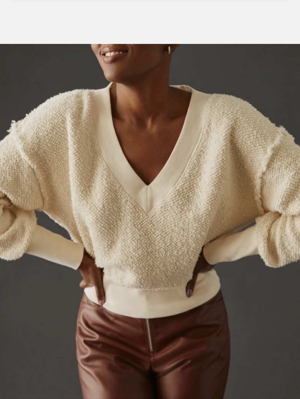 T.La Cream V-Neck Zuri Sweater